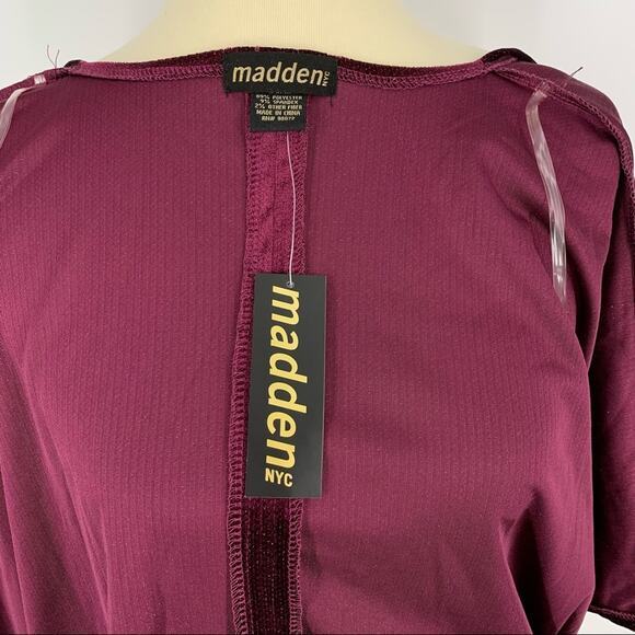 Madden NYC Maroon Open Front Cardigan One Size - Picture 4 of 7